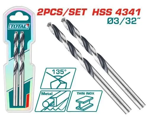 Total 4341 Hss Drill Bit 3/32" 2Pcs 1