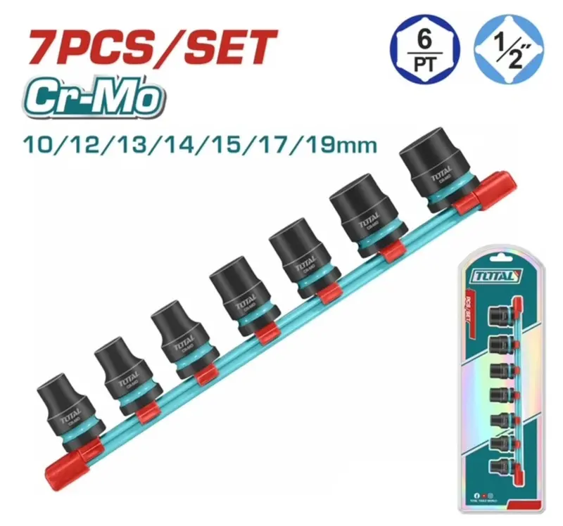 Total 7Pcs 1/2" Dr. Impact Socket Set Thkisd12073 1