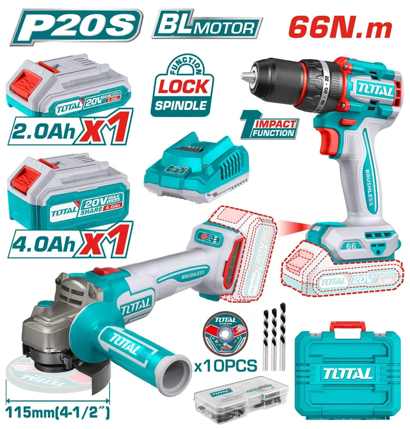 Total Cordless 2 Pcs Combo Kit  Utckli20273 1