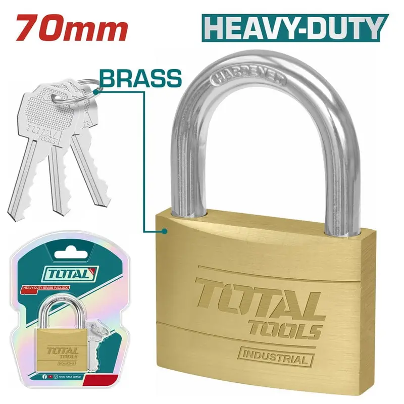 Total Heavy Duty Brass Padlock 70Mm 1