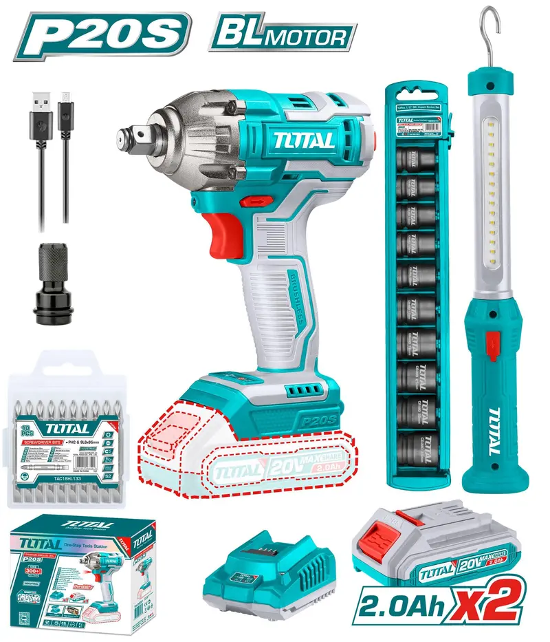 Total Impact Wrench And Work Lamp Utosli231004 1