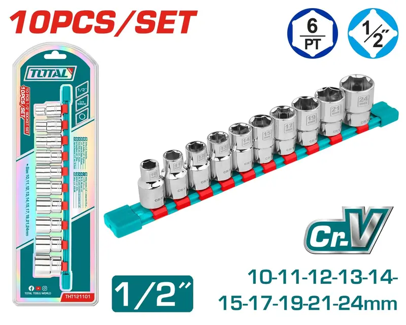 Total Socket Set 1/2" 10P Tht121101 1