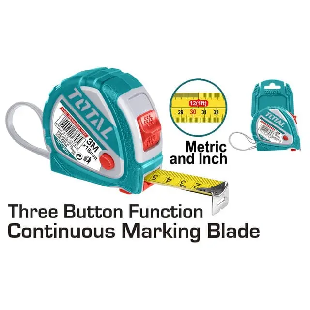 Total Steel Measuring Tape  3M X 16Mm -Tmt126031 1