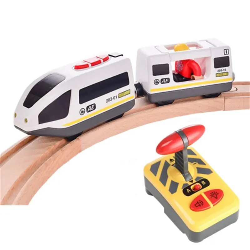 Toys For Children Remote Control Electric Train Toy Magnetic Slot Compatible With Brio Wooden Track Car Toy Kids Gift 1