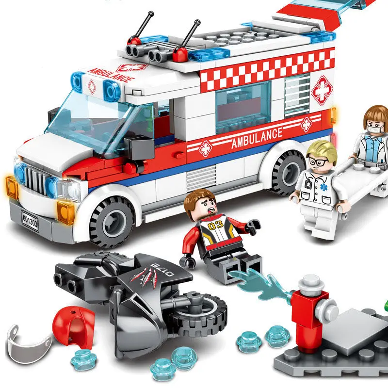 Toys For Children Series City Ambulance Model Kit Compatible Legoing Diy Assembled Educational Building Blocks Brick Kids O06 1