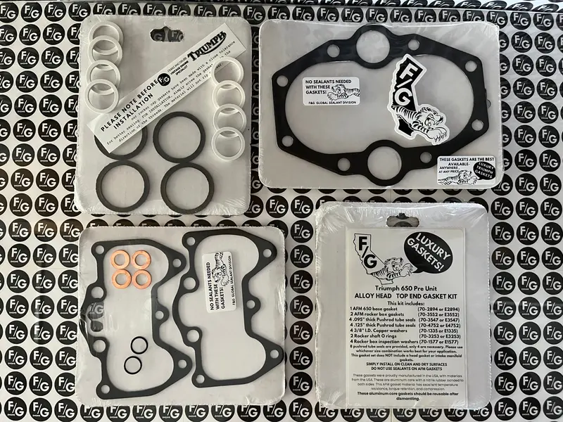 Triumph Pre Unit 650 Alloy Head Top End Gasket Kit 1956-1962 1