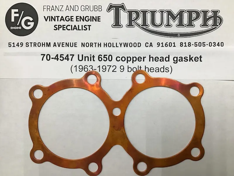 Triumph Twin Copper Head Gaskets 1