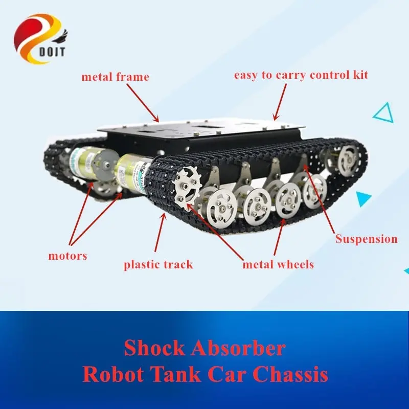 Ts100 Shock Absorber Metal Robot Tank Car Kit Chassis For Arduino Uno R3 Raspberry Tracked Crawler Caterpillar Suspension System 1