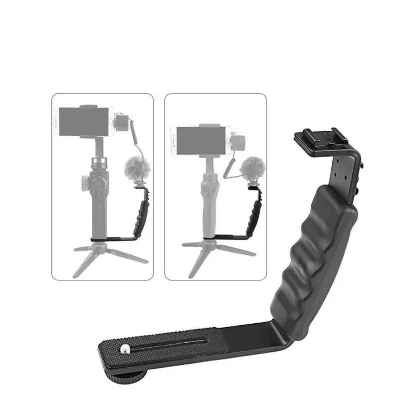 Universal L-Type Handheld Gimbal Holder Led Microphone Mount For Dji Osmo Mobile 2 Smooth 4 1