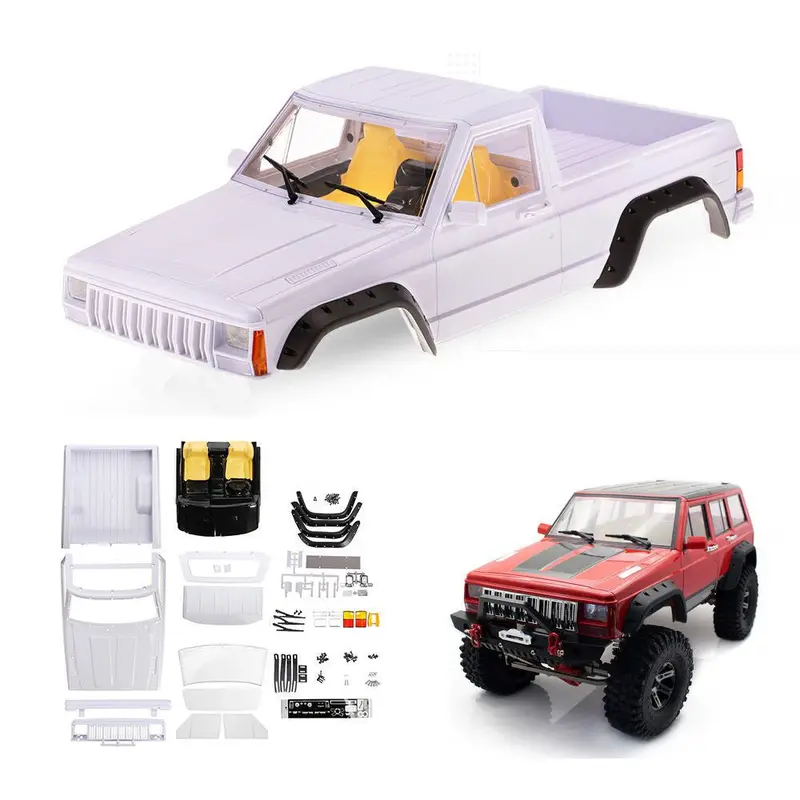 Unpainted 313Mm Wheelbase Cherokee Pickup Truck Body Shell Set For Axial Scx10 Ii 1/10 Rc Car Parts (White) 1