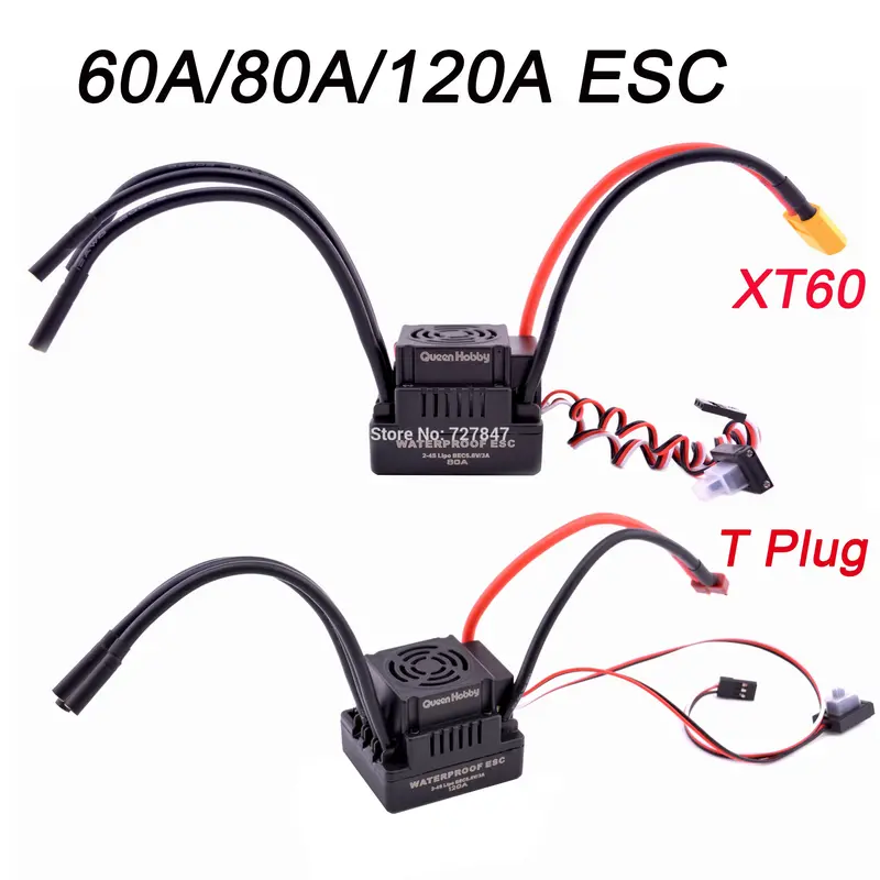 Upgrade Sensorless 60A 80A 120A S-80A S-120A Brushless Esc Electric Speed Controller With 5.5V / 3A Bec For 1/8 1/10 Rc Car 1