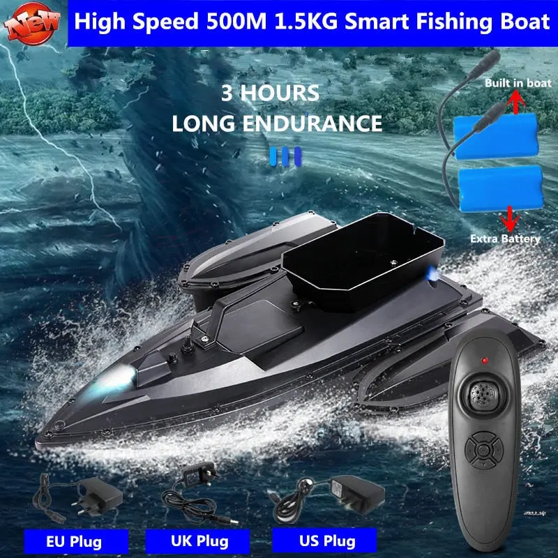 Upgrade Single Hand Remote Control Send Hook Intelligent Remote Control Bait Boat 500M 3Hours Fixed Speed Cruise Rc Fishing Boat 1