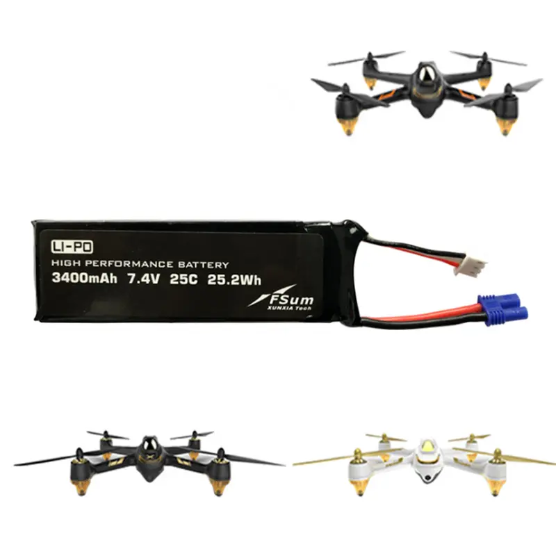 Upgraded 7.4V 3400Mah 25C Lipo Battery For Hubsan 501S 501A 501M Rc Drone Quadcopter 1