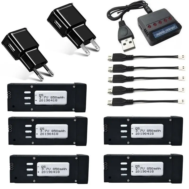 Upgraded 850Mah 3.7V Lipo Battery And 5Pcs Charger For E58 Jy019 S168 For Rc Quadcopter Spare Parts 3.7V Rc Drone Battery 721855 1