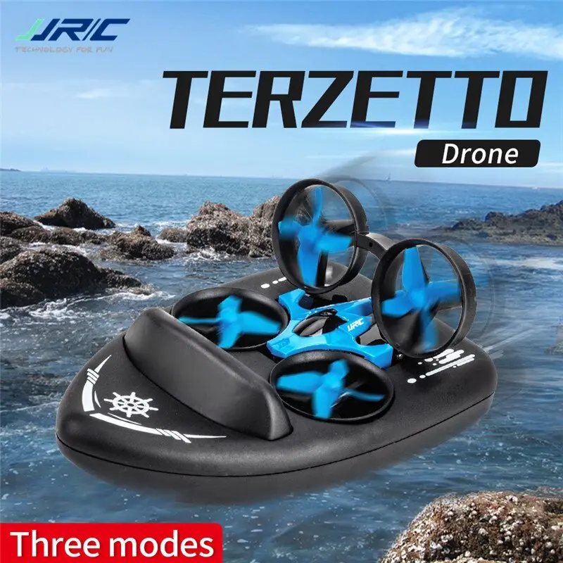 Upgraded H36 Jjrc H36f Terzetto 1/20 2.4G 3 In 1 Blue Rc Vehicle Flying Drone Land Driving Boat Quadcopter Rtr Model Vs E016f 1