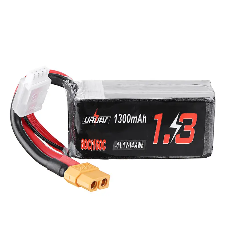 Uruav 11.1V 1300Mah 80C/160C 3S Xt60 Plug Lipo Battery For Fpv Rc Racing Drone 1