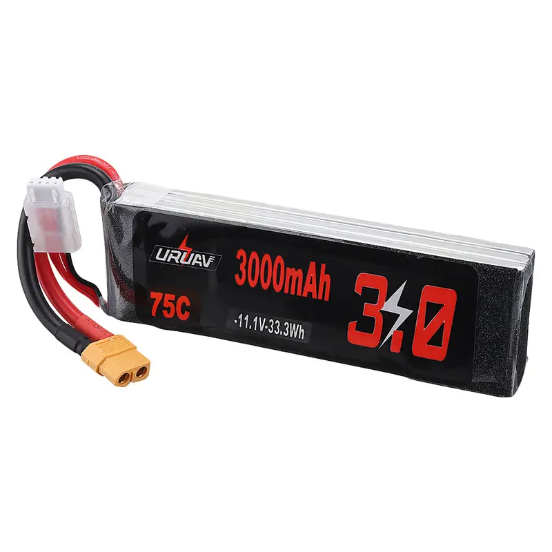 Uruav 11.1V 3000Mah 75C 3S Lipo Battery Xt60 Plug For Rc Model 2