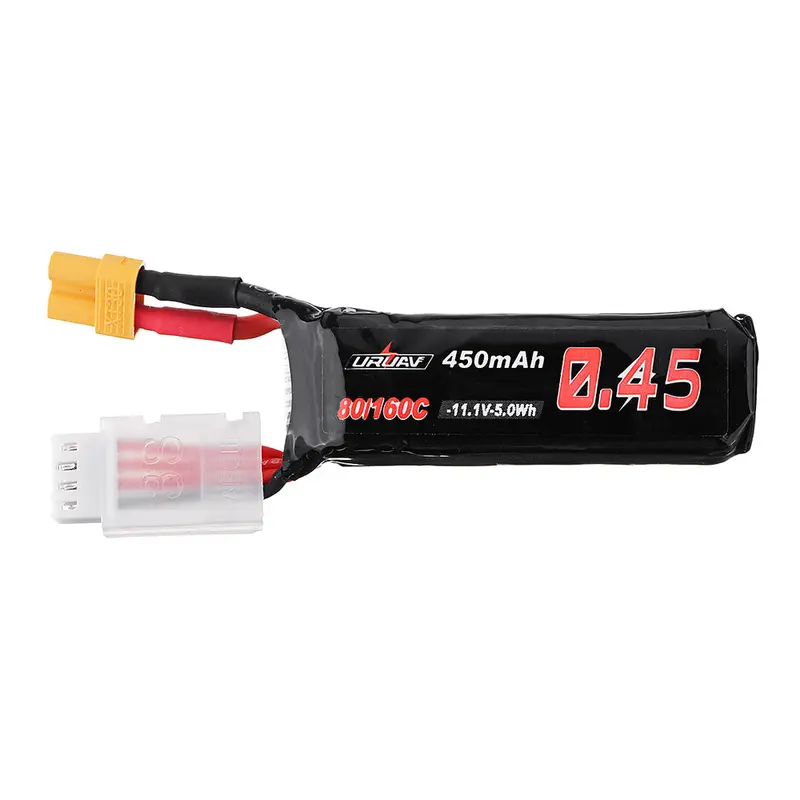 Uruav 11.1V 450Mah 80/160C 3S Lipo Battery Xt30 Plug For Rc Drone 1