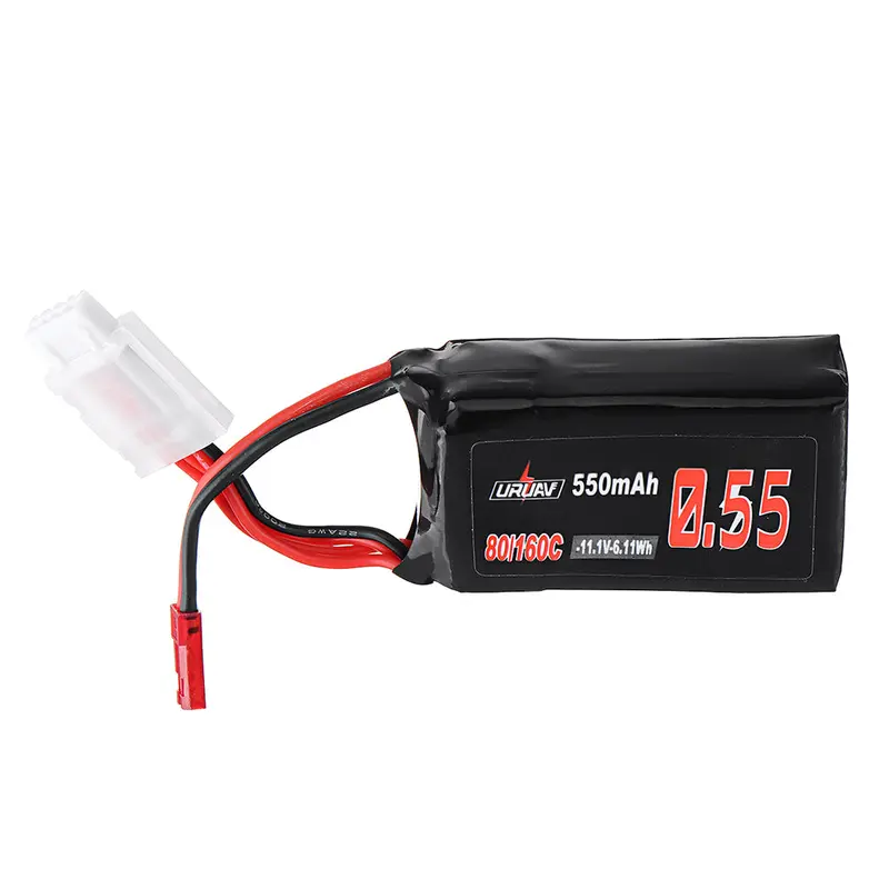 Uruav 11.1V 550Mah 80/160C 3S Lipo Battery Jst Plug For Fpv Racer Drone 1