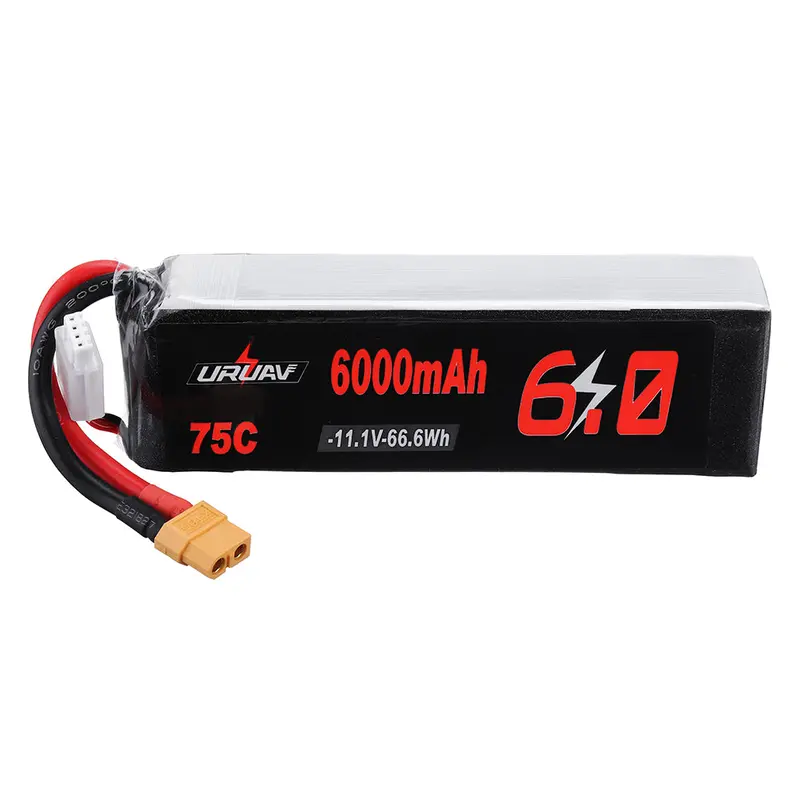Uruav 11.1V 6000Mah 75C 3S Lipo Battery Xt60 Plug For Rc Quadcopter Car 1