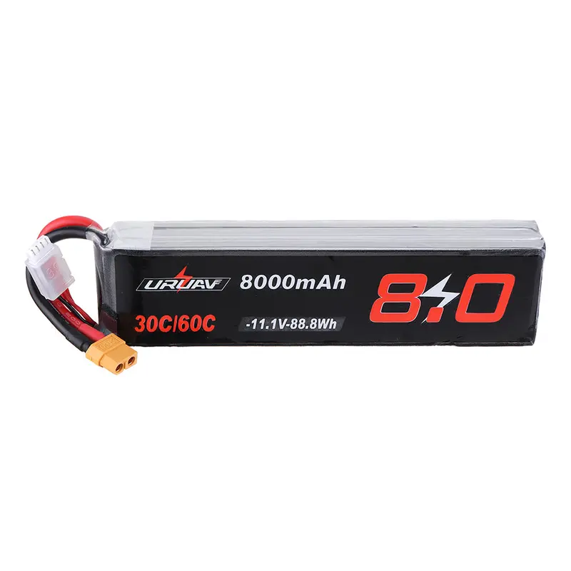 Uruav 11.1V 8000Mah 30/60C 3S Lipo Battery Xt60 Plug For Rc Quadcopter Fpv Drone 1