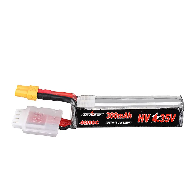 Uruav 11.4V 300Mah 40C/80C 3S Hv 4.35V Lipo Battery Xt30 Plug For Larva X Uruav Ur85/Ur85hd Mobula7 Hd Sailfly-X Rc Drone 1