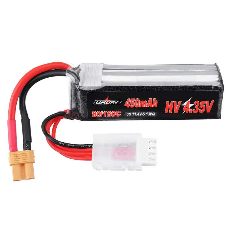 Uruav 11.4V 450Mah 80C/160C 3S Hv 4.35V Lipo Battery Xt30 Plug For Fpv Racing Drone 1