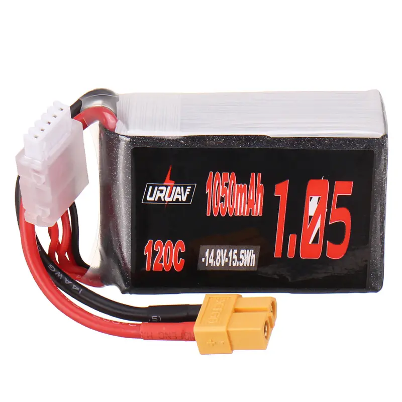 Uruav 14.8V 1050Mah 120C 4S Lipo Battery Xt60 Plug For Rc Fpv Racing Drone 1