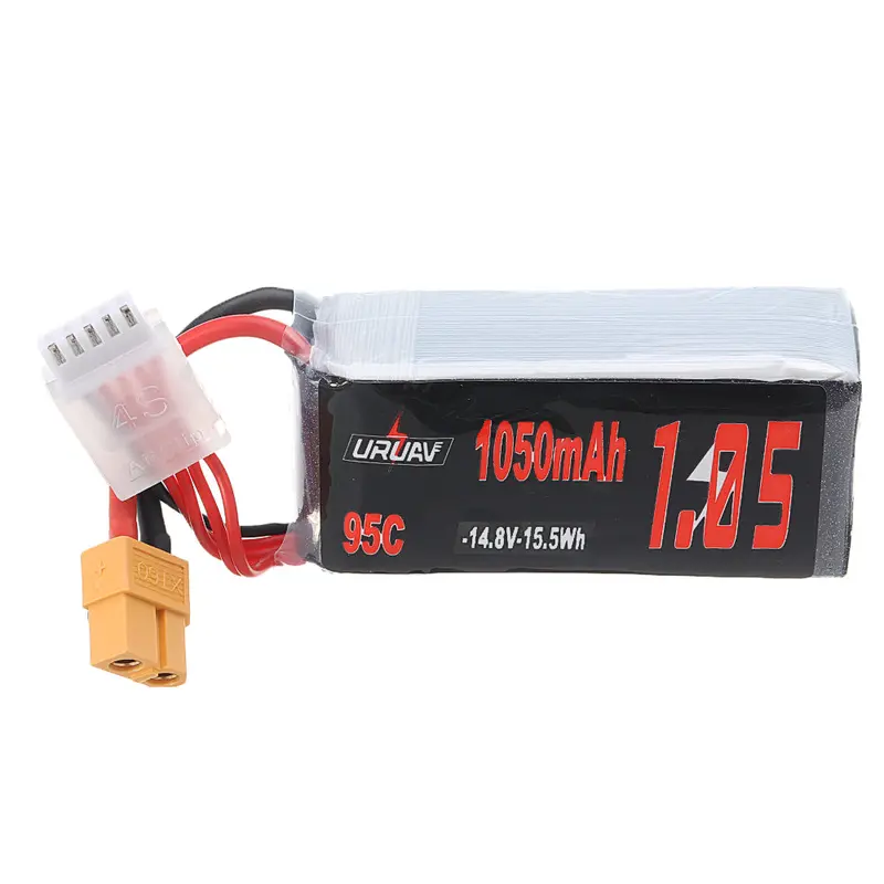 Uruav 14.8V 1050Mah 95C 4S Lipo Battery Xt60 Plug For Fpv Rc Drone 1