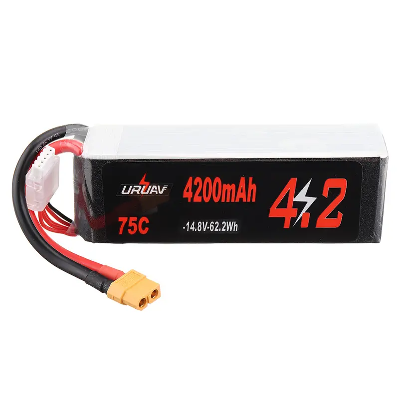 Uruav 14.8V 4200Mah 75C 4S Lipo Battery Xt60 Plug For Rc Racing Drone 1