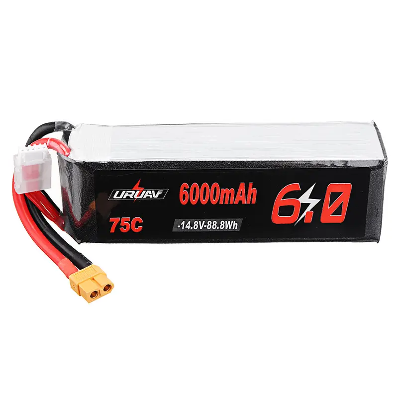 Uruav 14.8V 6000Mah 75C 4S Lipo Battery Xt60 Plug For Rc Quadcopter Car 1