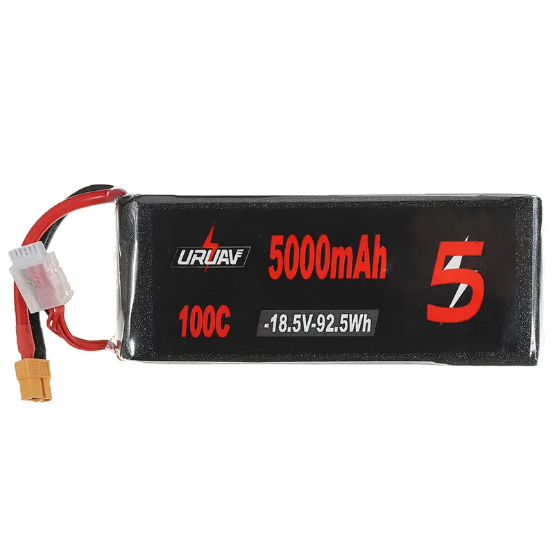 Uruav 18.5V 5000Mah 100C 5S Lipo Battery Xt60 Plug For Rc Racing Drone Quadcopter 1