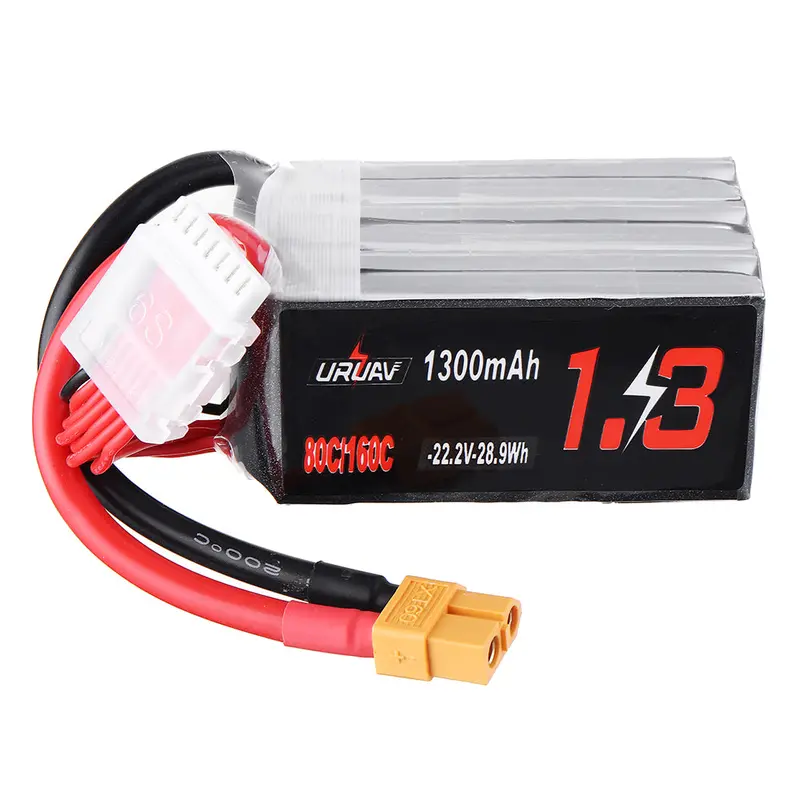 Uruav 22.2V 1300Mah 80C/160C 6S Xt60 Plug Lipo Battery For Fpv Rc Racing Drone 1