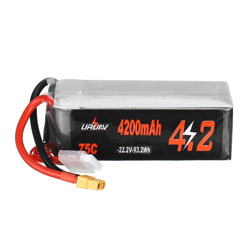 Uruav 22.2V 4200Mah 75C 6S Lipo Battery Xt60 Plug For Rc Racing Drone Helicopter Airplane Car 1