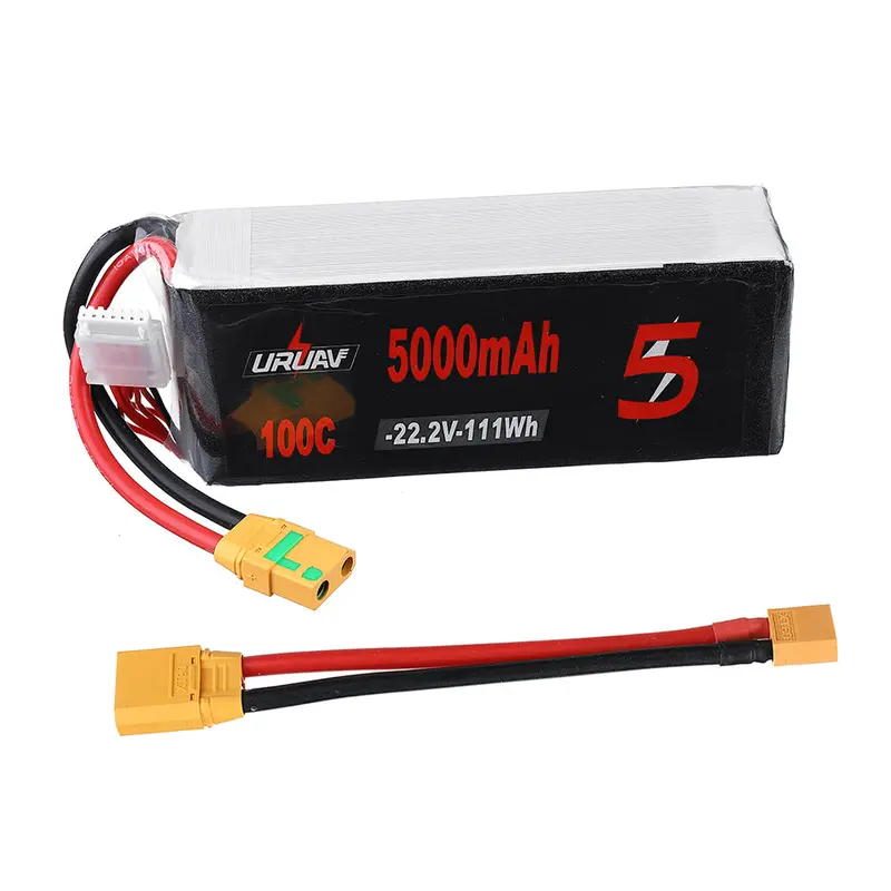 Uruav 22.2V 5000Mah 100C 6S Lipo Battery Xt90 Plug With Xt90 To Xt60 Adapter Cable For Rc Drone 1