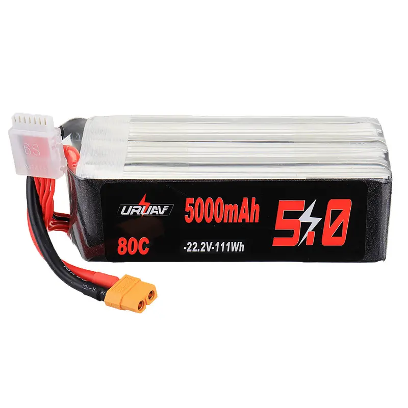 Uruav 22.2V 5000Mah 80C 6S Lipo Battery Xt60 Plug For Rc Drone 1