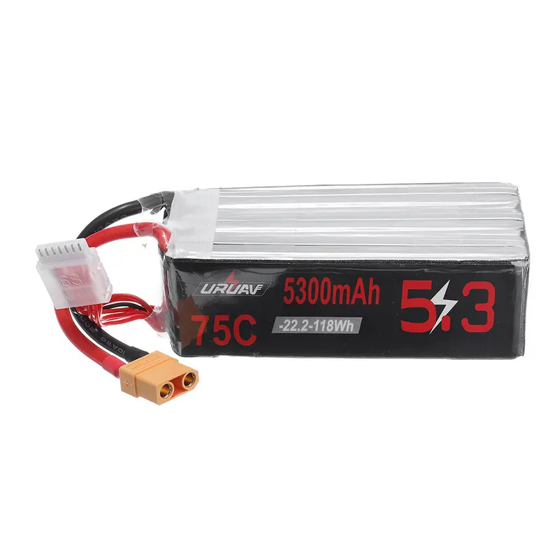 Uruav 22.2V 5300Mah 75C 6S Lipo Battery Xt90 Plug For 600 700 Size Helicopter 1