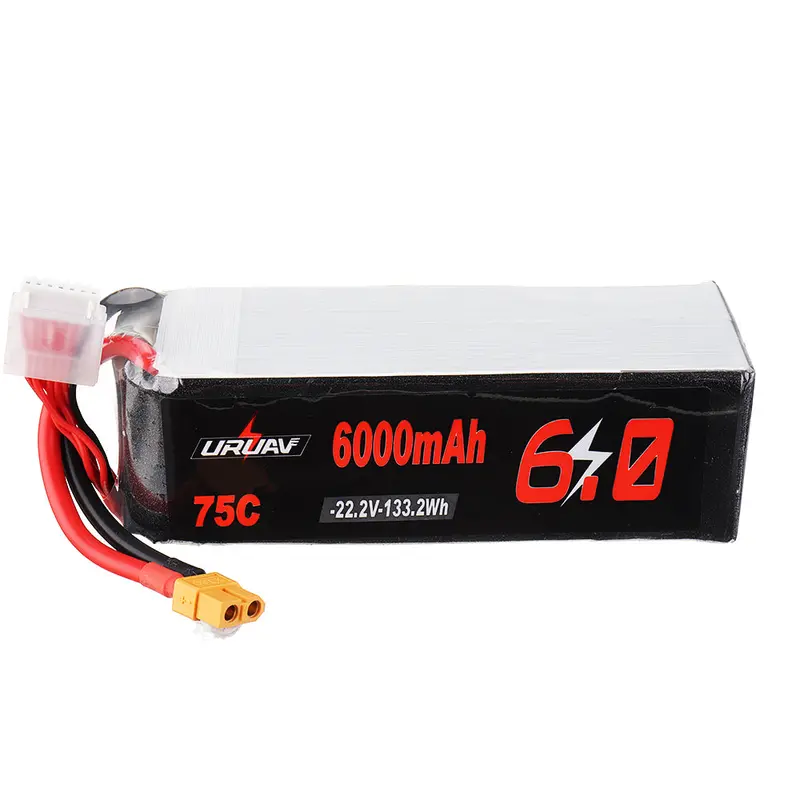 Uruav 22.2V 6000Mah 75C 6S Lipo Battery Xt60 Plug For 600 700 800 Rc Helicopter 1