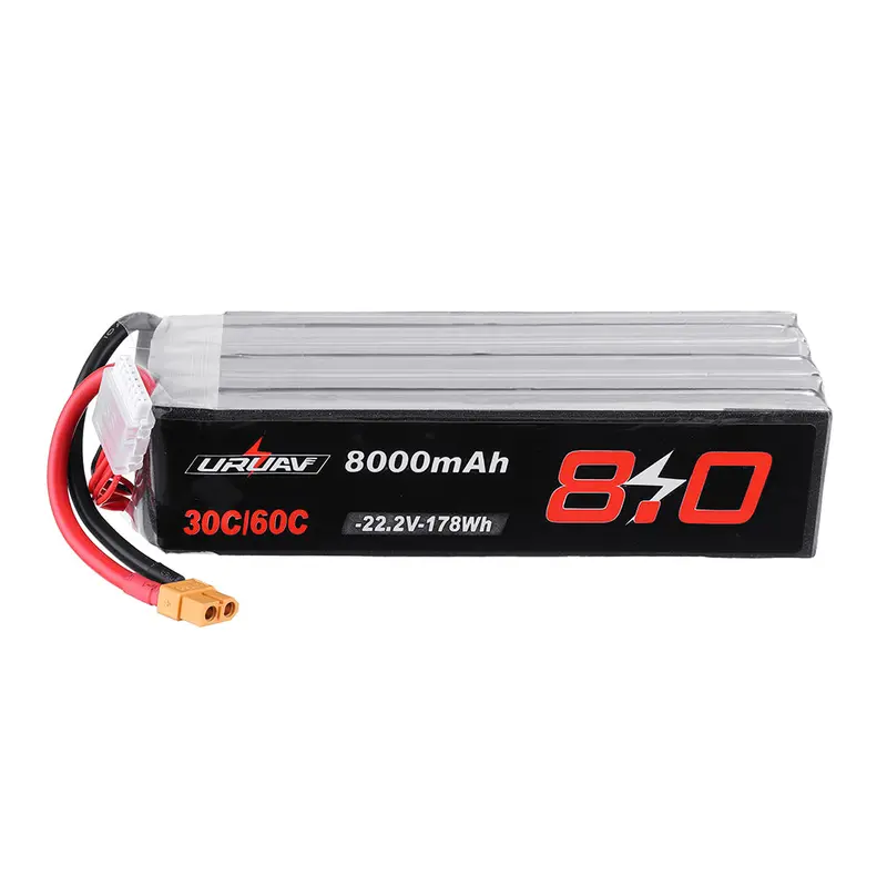 Uruav 22.2V 8000Mah 30/60C 6S Lipo Battery Xt60 Plug For Rc Quadcopter Fpv Drone 1