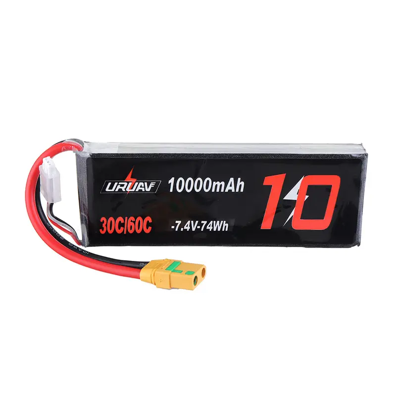 Uruav 7.4V 10000Mah 30/60C 2S Lipo Battery Xt90 Plug For Rc Quadcopter Fpv Racing Drone 1