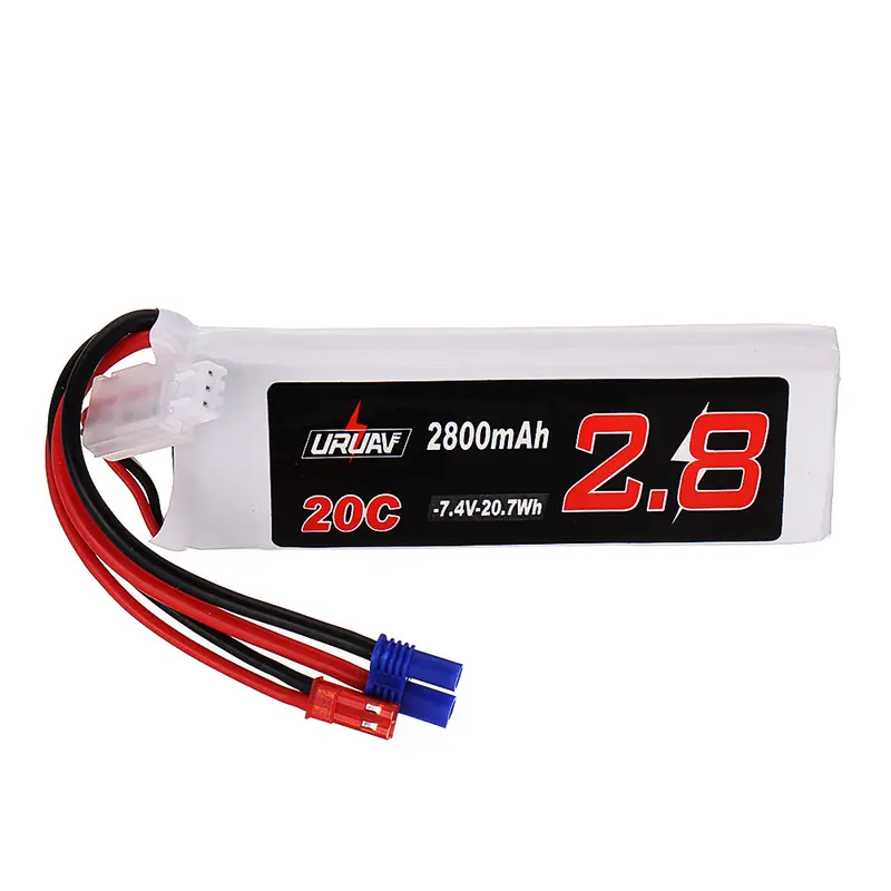 Uruav 7.4V 2800Mah 20C 2S Lipo Battery Ec2 Jst Plug For Hubsan H501s H501a H501m H501c 1