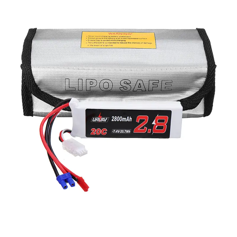 Uruav 7.4V 2800Mah 20C 2S Lipo Battery Ec2 Plug Jst Plug With Fire-Proo Bag For Hubsan H501s H501a H501m H501c 1