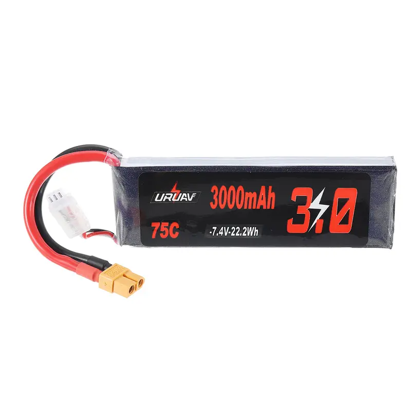 Uruav 7.4V 3000Mah 75C 2S Lipo Battery Xt60 Plug For Rc Drone Rc Car 1