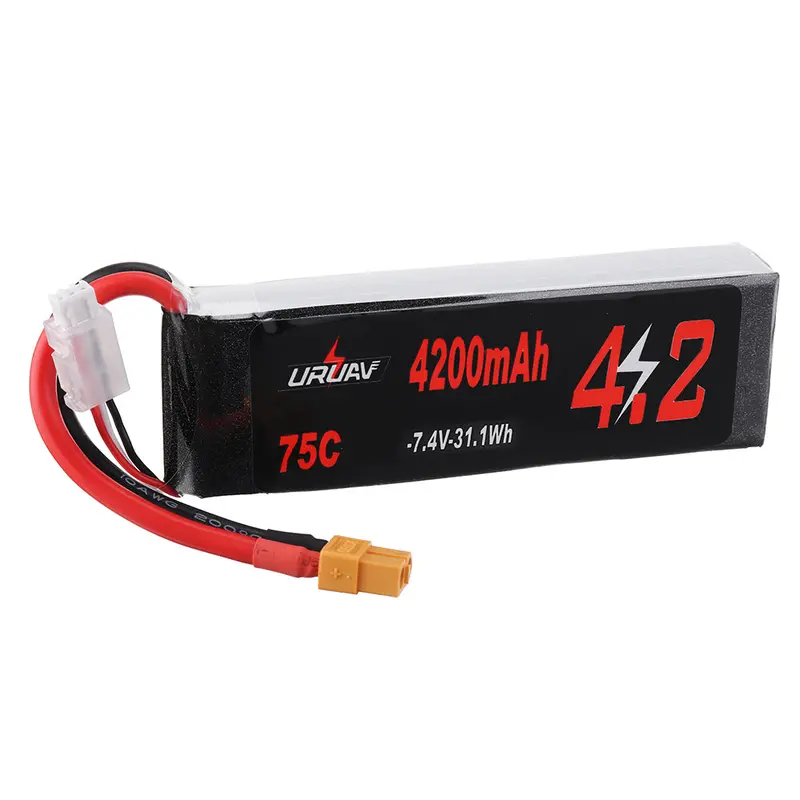 Uruav 7.4V 4200Mah 75C 2S Lipo Battery Xt60 Plug For Rc Racing Drone Rc Car 1