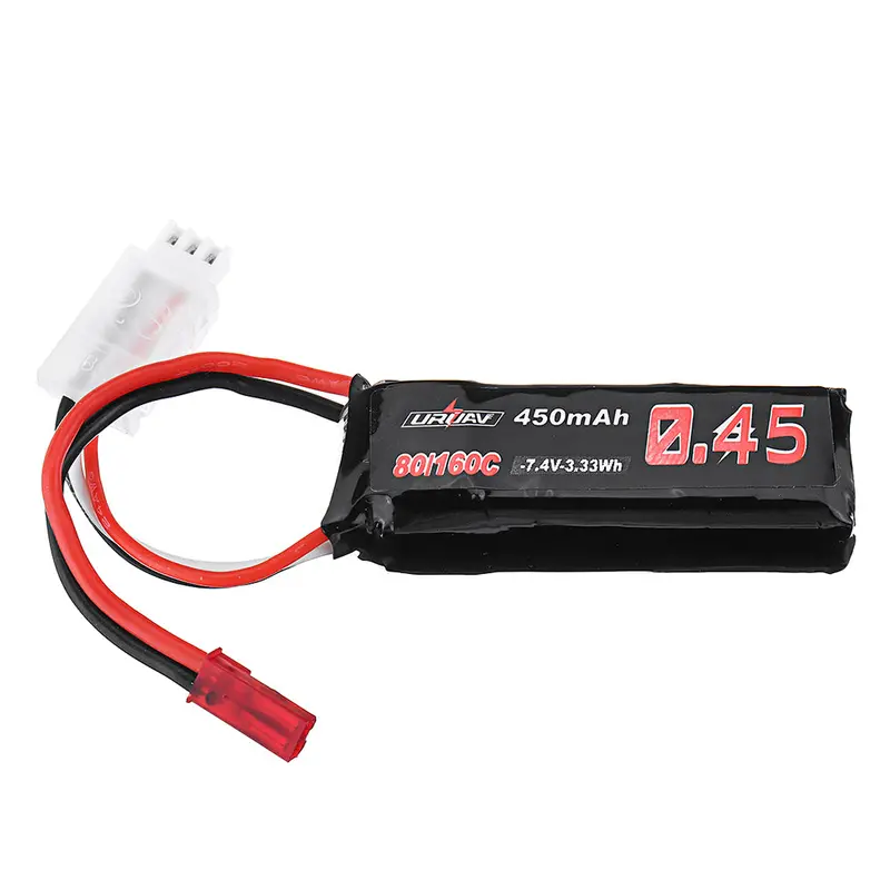 Uruav 7.4V 450Mah 80/160C 2S Lipo Battery Jst Plug For Rc Drone 1