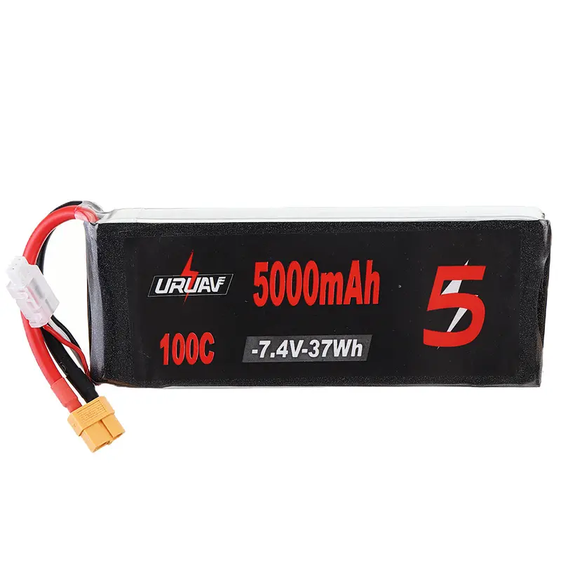 Uruav 7.4V 5000Mah 100C 2S Lipo Battery Xt60 Plug For Rc Drone Quadcopter 1