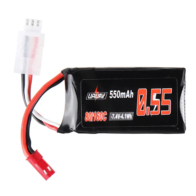 Uruav 7.4V 550Mah 80/160C 2S Lipo Battery Jst Plug For Eachine Aurora 90 100 Rc Drone 1