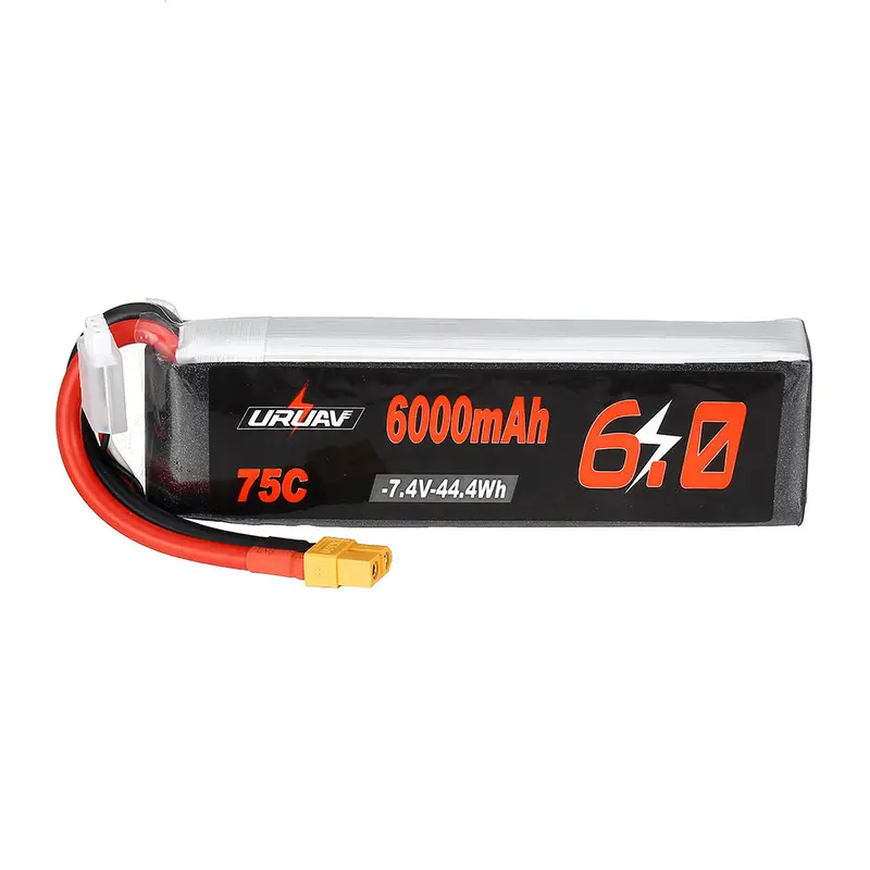 Uruav 7.4V 6000Mah 75C 2S Lipo Battery Xt60 Plug For Rc Car 1