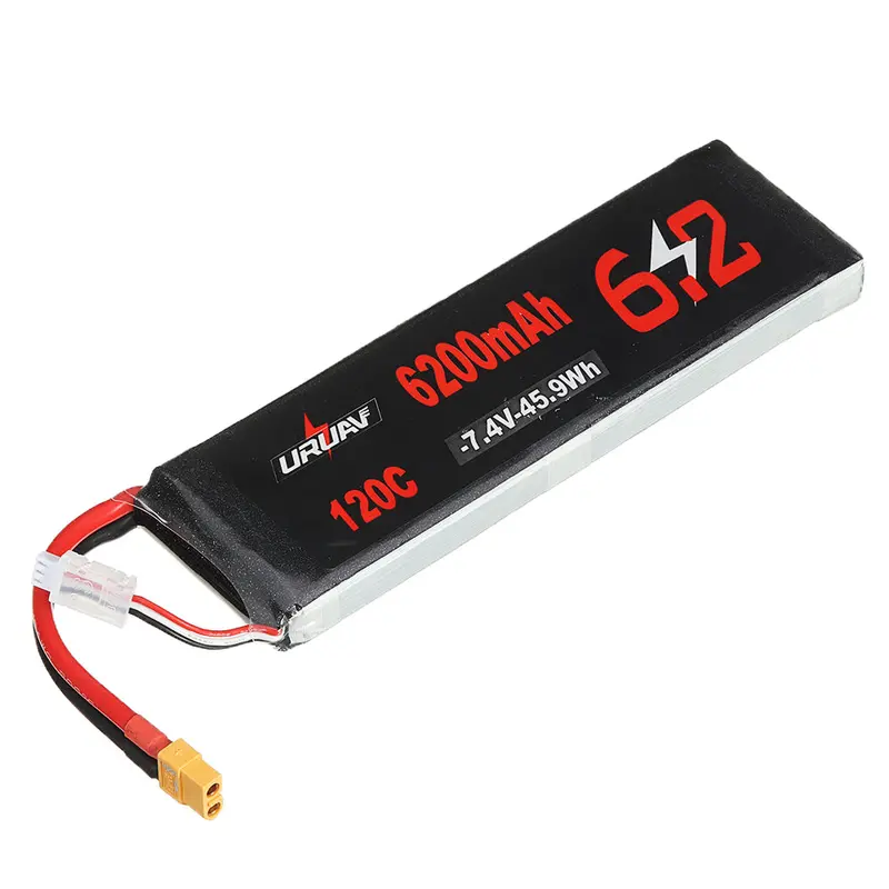 Uruav 7.4V 6200Mah 120C 2S Lipo Battery Xt60 Plug For Rc Racing Drone Rc Car Airplane 1