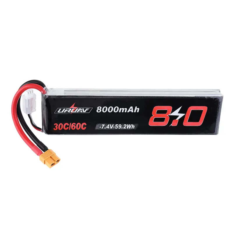Uruav 7.4V 8000Mah 30/60C 2S Lipo Battery Xt60 Plug For Rc Quadcopter Fpv Drone 1